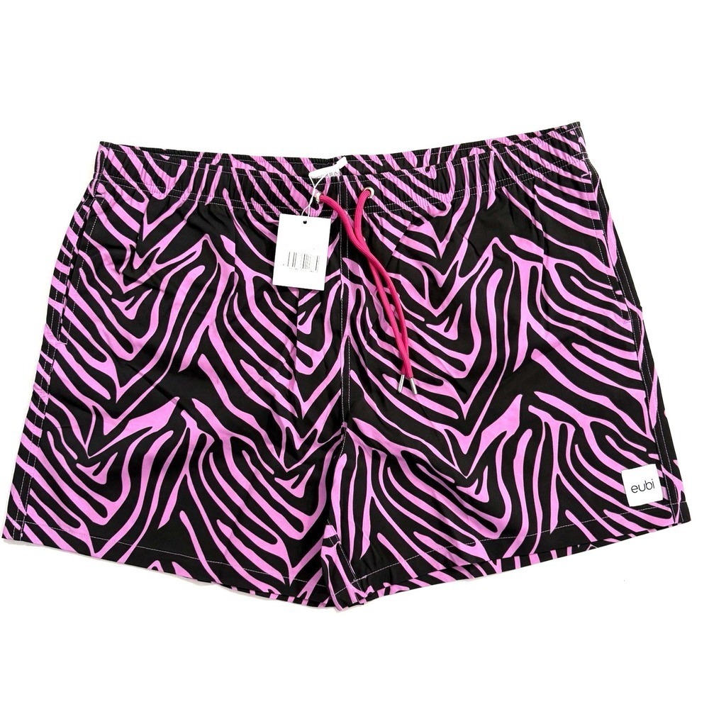Eubi Magical Swim Shorts Men XXL Stretchy Pink Zebra Heat Reactive Color Change